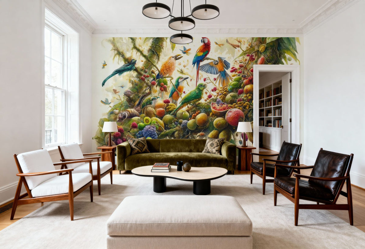 Jungle Symphony in Vivid Hues Mural Wallpaper - room preview 06