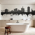 Davenport Iowa Skyline Black & White Mural Wallpaper - room preview 06