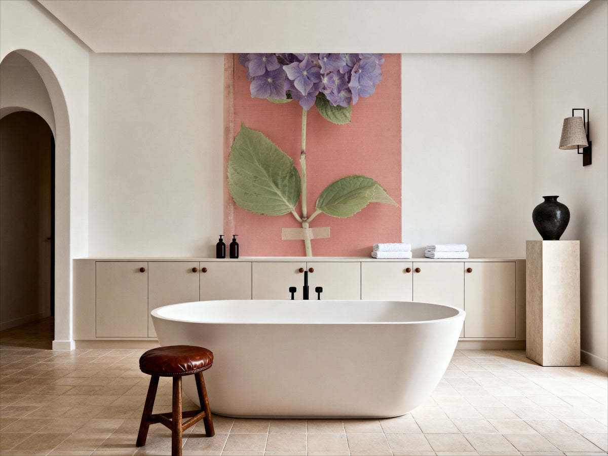 Purple Hydrangea on Book Mural Wallpaper - room preview 06