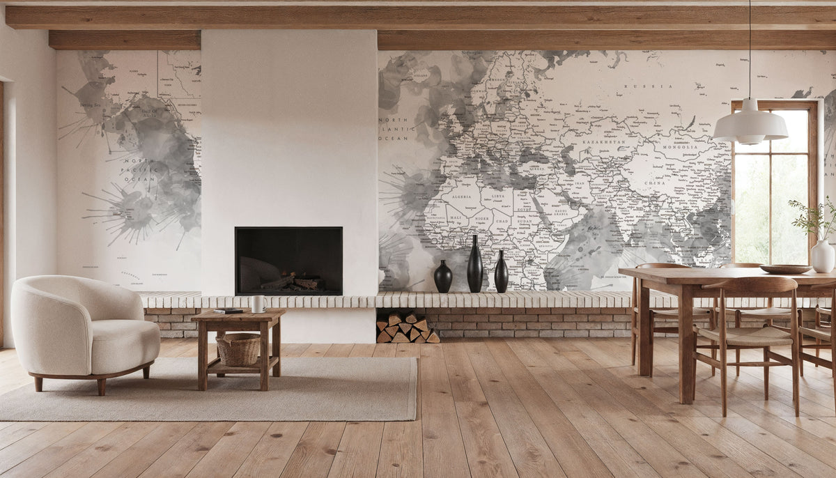 World Map Cities - Louiss Mural Wallpaper - room preview 06