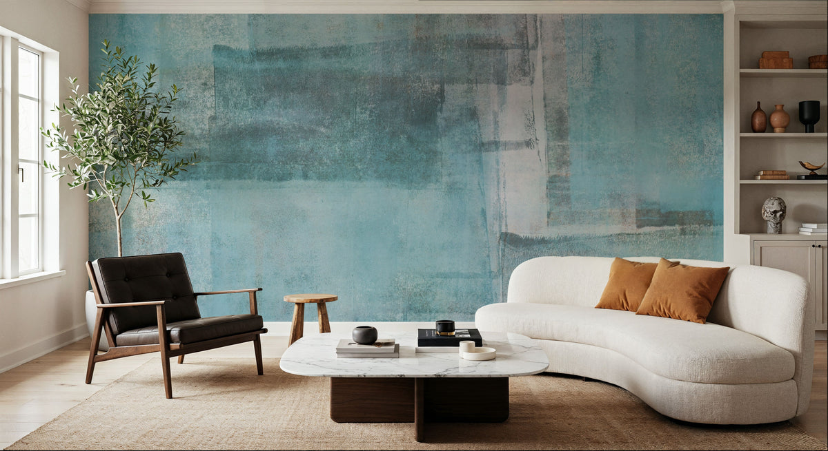 Texture Fields Teal Mural Wallpaper - room preview 06