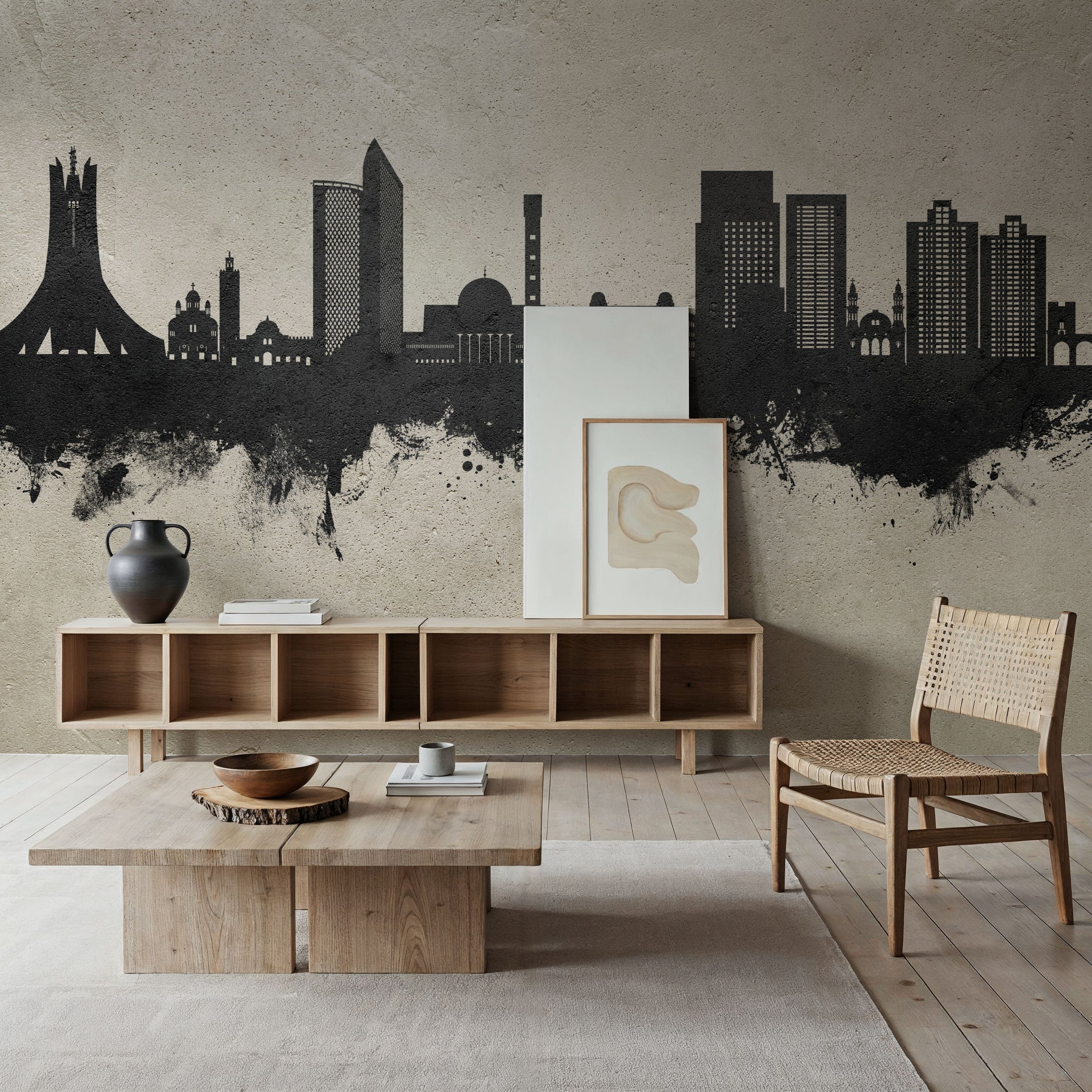Algiers Algeria Skyline Concrete Mural Wallpaper