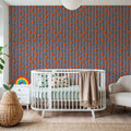 Memphis Dots & Stripes, Pink Mural Wallpaper - room preview 06