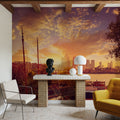 Golden Boat Metropolis Dusk Mural Wallpaper - room preview 06