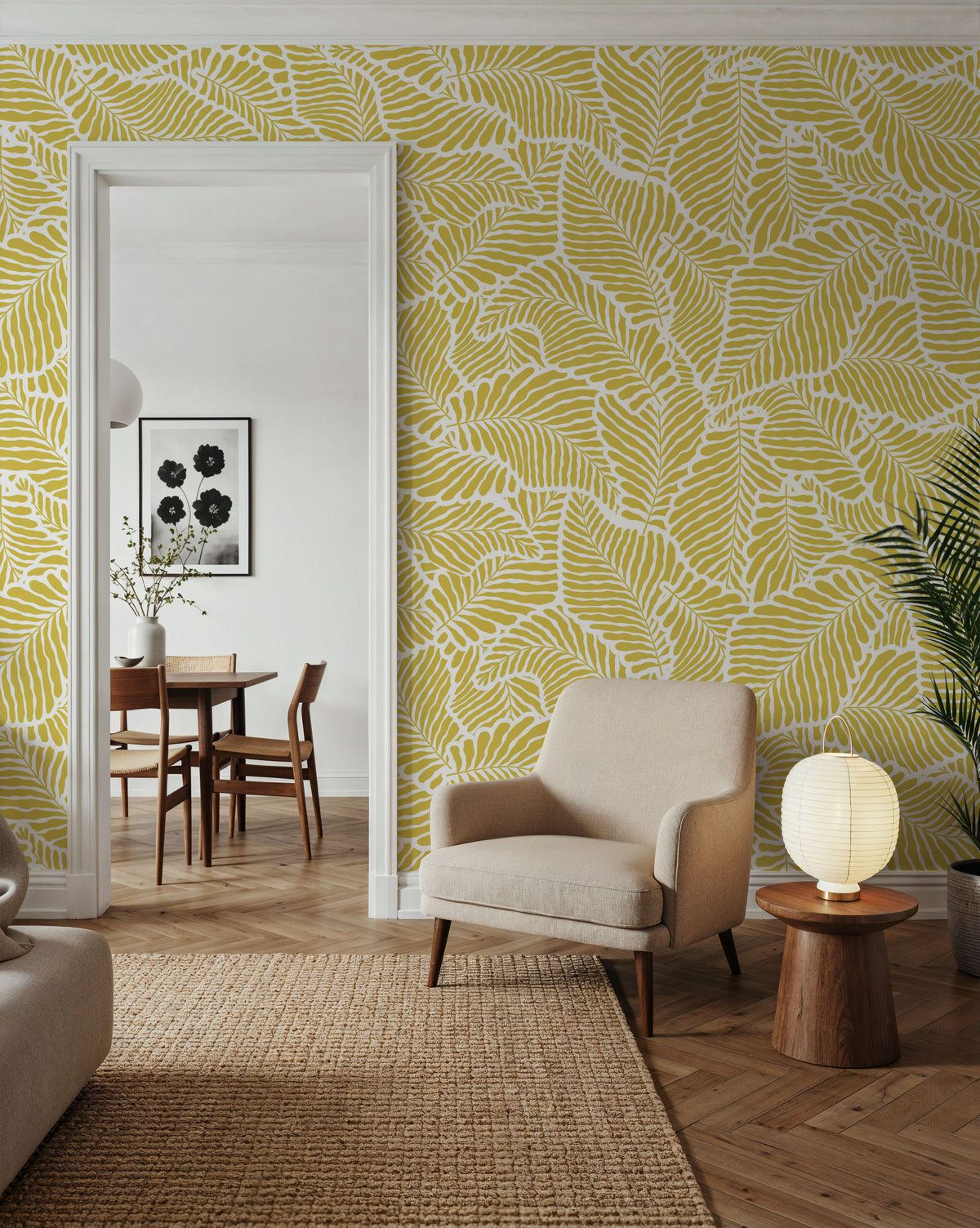 Fern Cut-Outs Pattern, Citrus Mural Wallpaper - room preview 06
