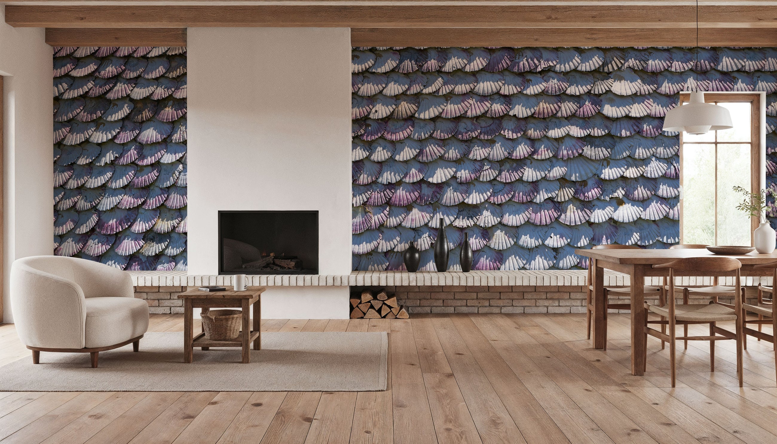 Azure Shell Cascade Mural Wallpaper