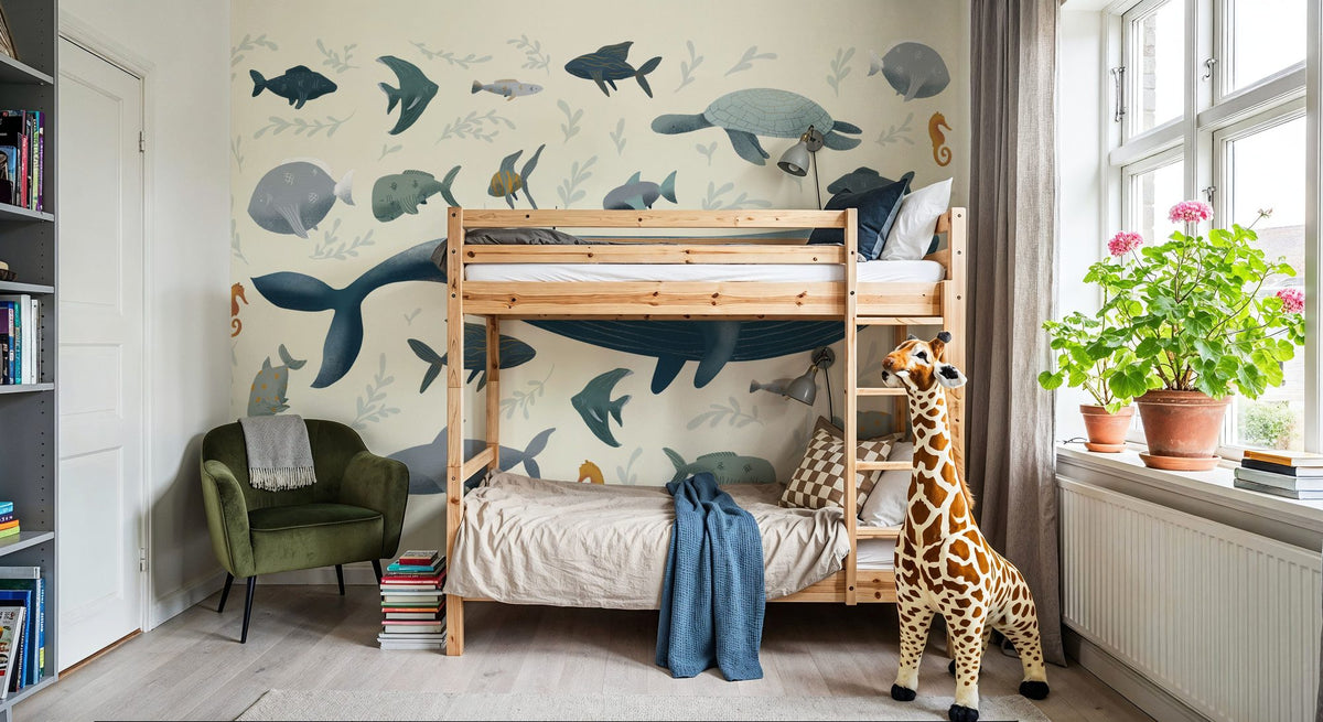 Ocean Life Mural Wallpaper - room preview 06