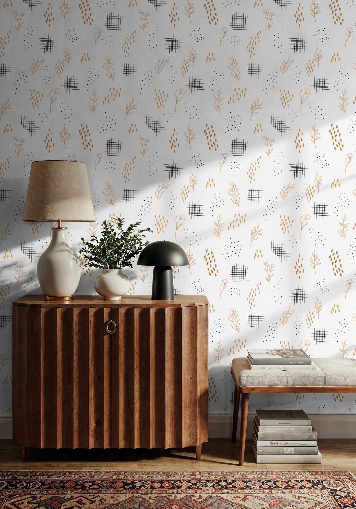 Lone Fall White Mural Wallpaper - room preview 06
