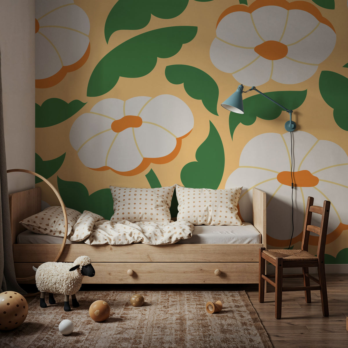 Tangerine Bloom Mural Wallpaper - room preview 06