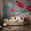 Retro Spring Bird Mural Wallpaper - room preview 06