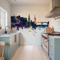 Edinburgh Scotland Skyline Blue & Bronze Mural Wallpaper - room preview 06