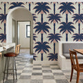 Graphic Palms, Navy Mural Wallpaper - room preview 06