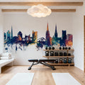 Coventry England Skyline Blue & Bronze Mural Wallpaper - room preview 06