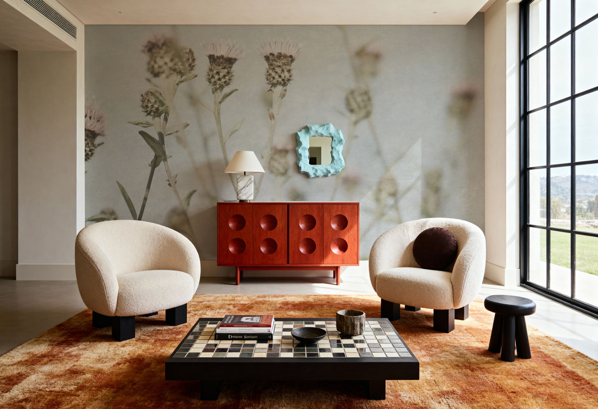 Wild Flowers I Clean Mural Wallpaper - room preview 06