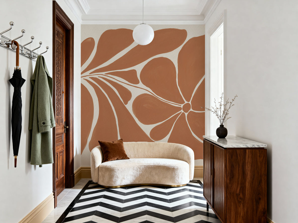 Blooming Joy I Terracotta Mural Wallpaper - room preview 06