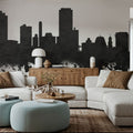 Wellington New Zealand Skyline Blck & White Mural Wallpaper - room preview 06