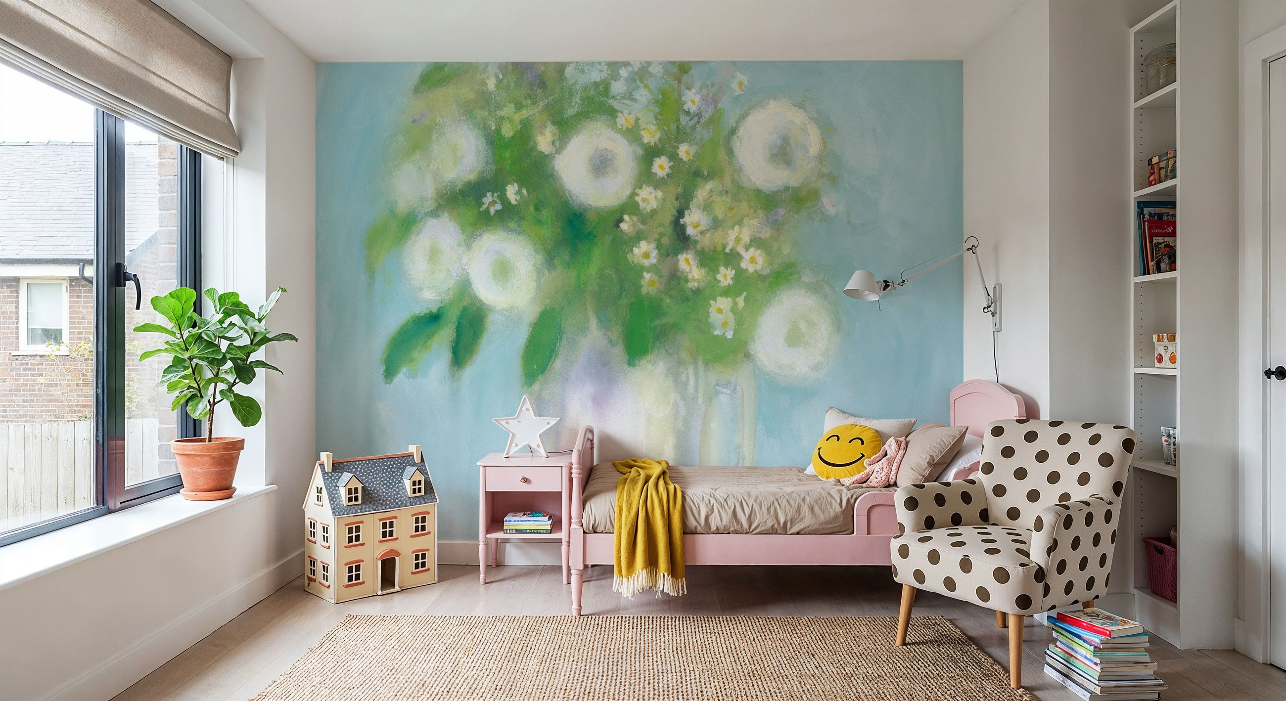 Alloway Blossom on Blue Mural Wallpaper