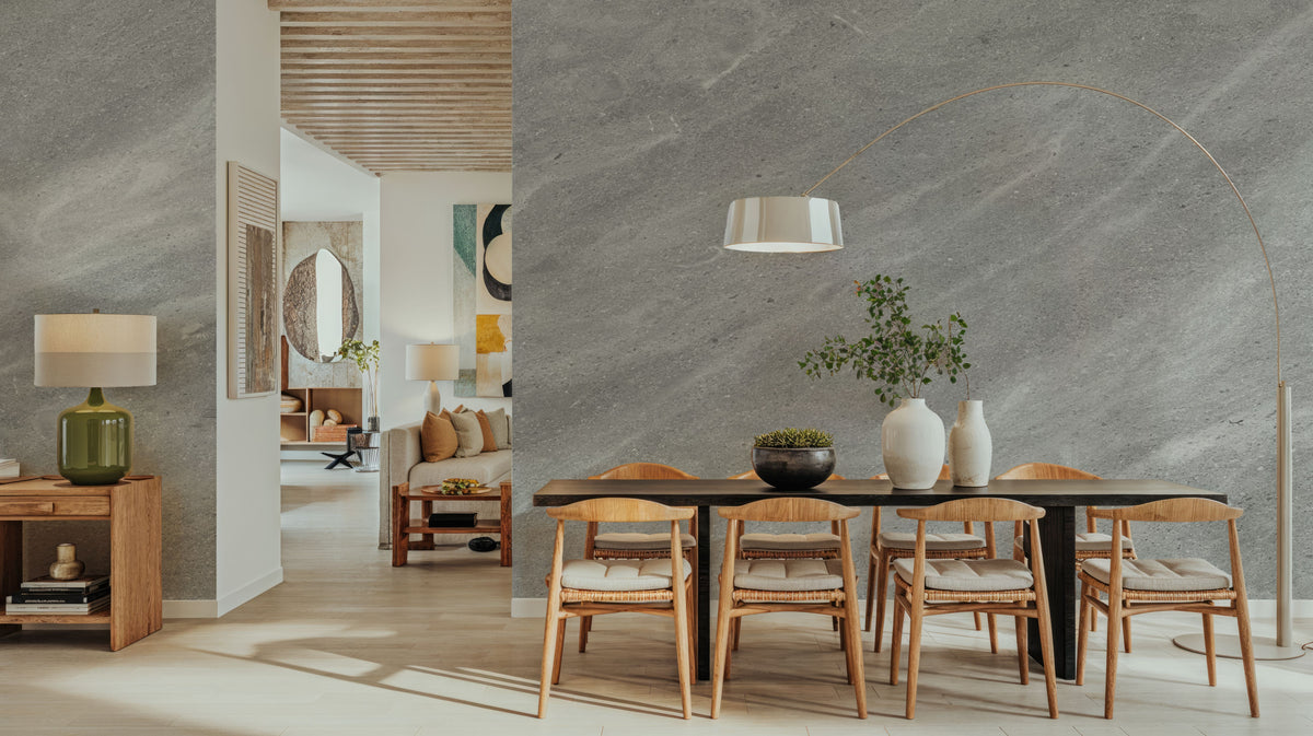 Grey Limestone Mural Wallpaper - room preview 06