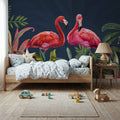 Shy Flamingos Blue Mural Wallpaper - room preview 06