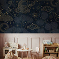 Moonlit Sky, Midnight Mural Wallpaper - room preview 06
