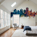 Jackson Mississippi Skyline Blue & Bronze Mural Wallpaper - room preview 06