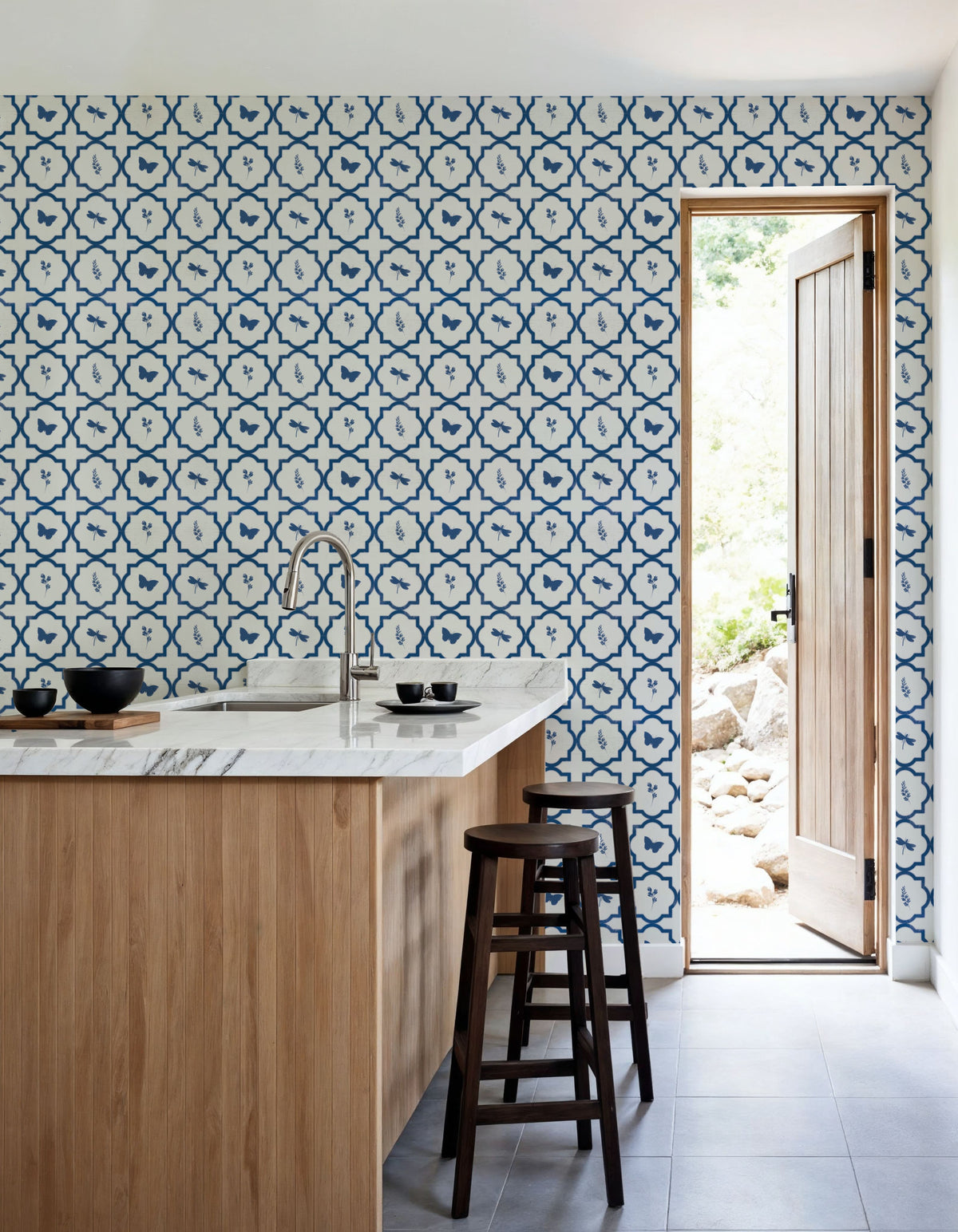 Blue Fields Dark Mural Wallpaper - room preview 06