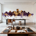 Richmond Virginia Skyline Purple & Gold Mural Wallpaper - room preview 06