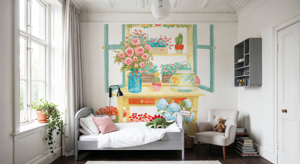Flea Market Flowers IV Mural Wallpaper - room preview 06