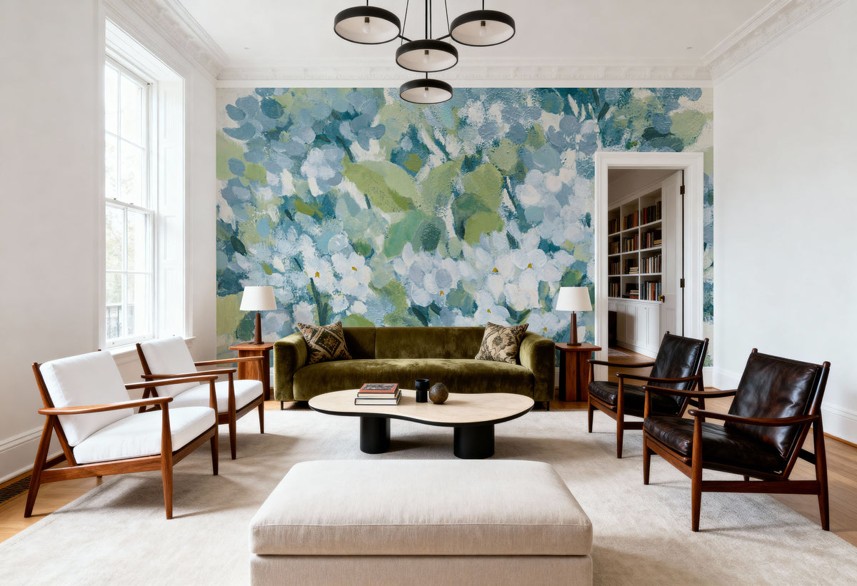 Hydrangeas in Bloom Mural Wallpaper - room preview 06