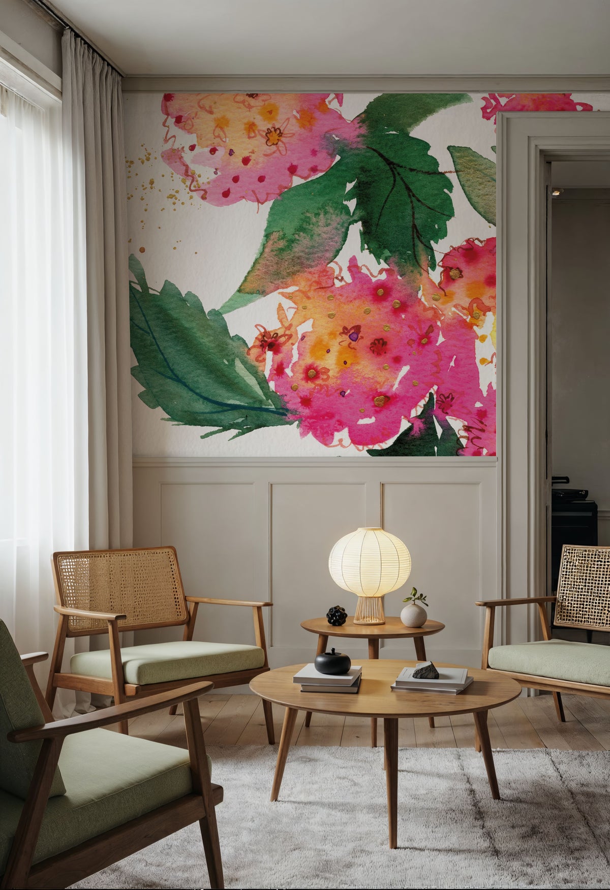 Summer Hydrangeas Mural Wallpaper - room preview 06