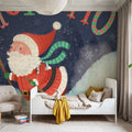 Skiing Santa Mural Wallpaper - room preview 06