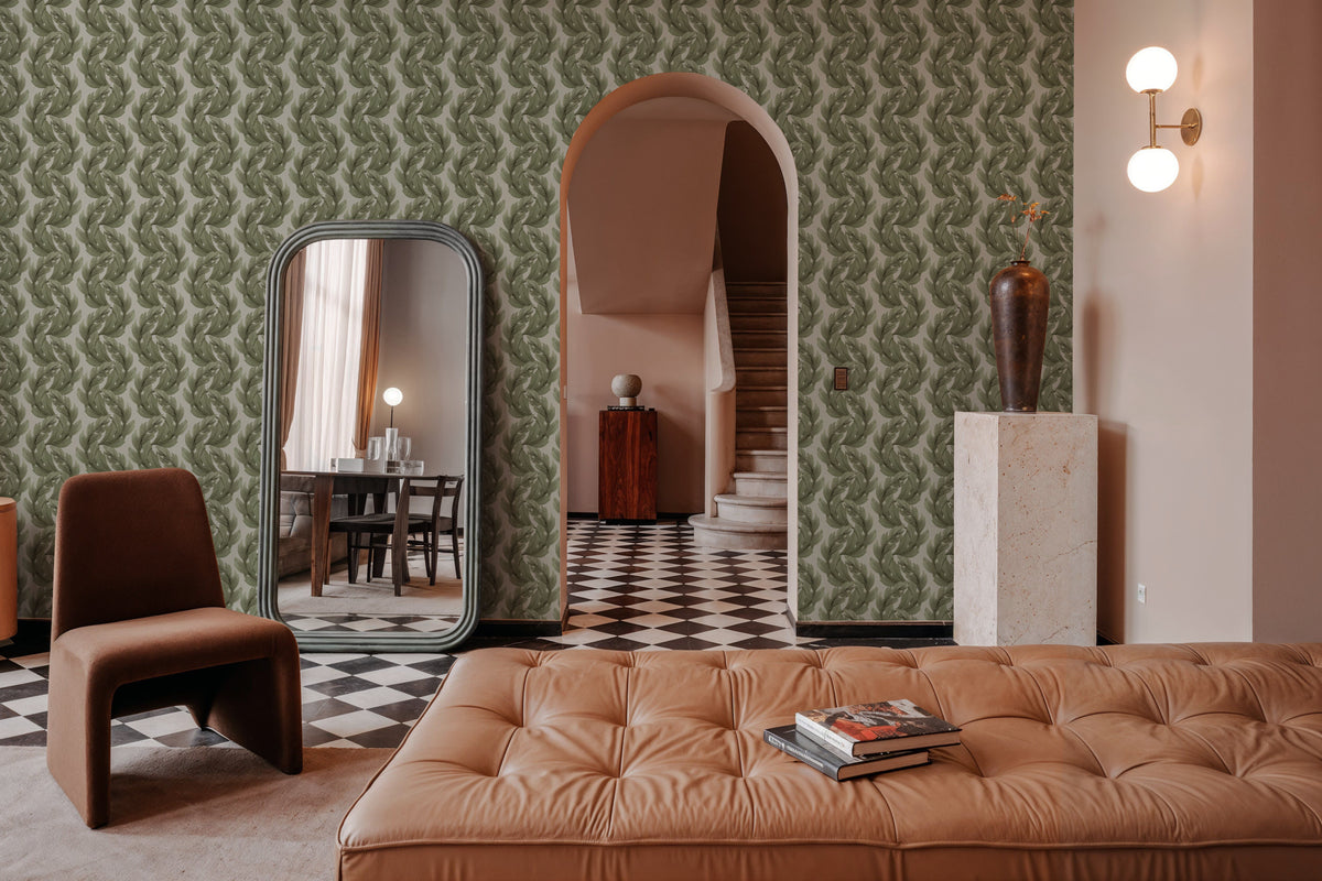 Verdant Plume, Olive Mural Wallpaper - room preview 06