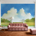 Cloudy Landscape Painting Mural Wallpaper - room preview 06