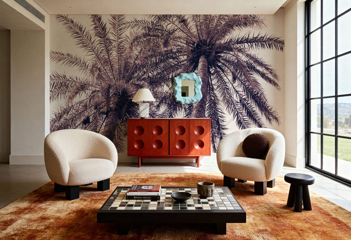 Pink Palms Horizontal Mural Wallpaper - room preview 06