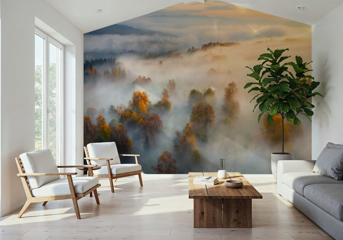 Foggy Birch Dream Mural Wallpaper - room preview 06