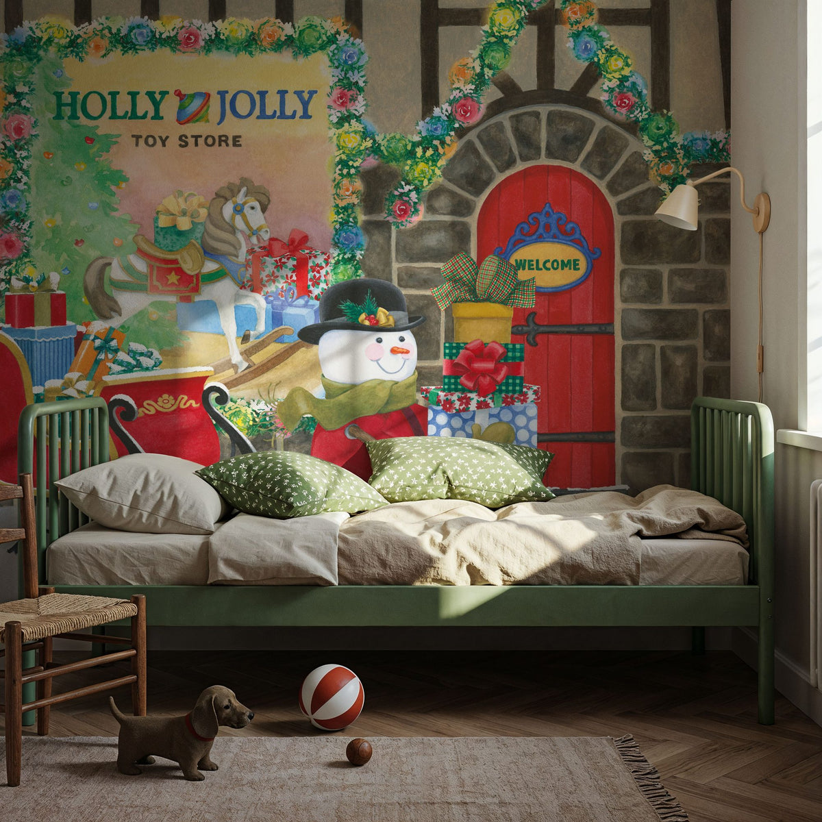Main Street Christmas IV Mural Wallpaper - room preview 06