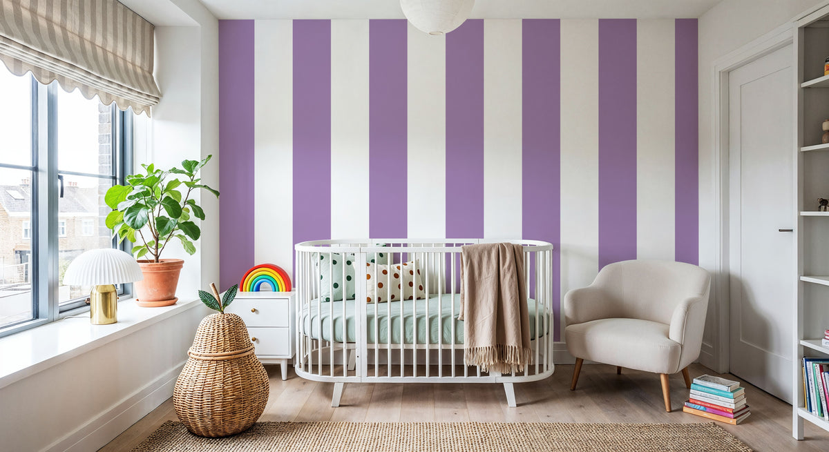 Circus Stripes, Purple Mural Wallpaper - room preview 06