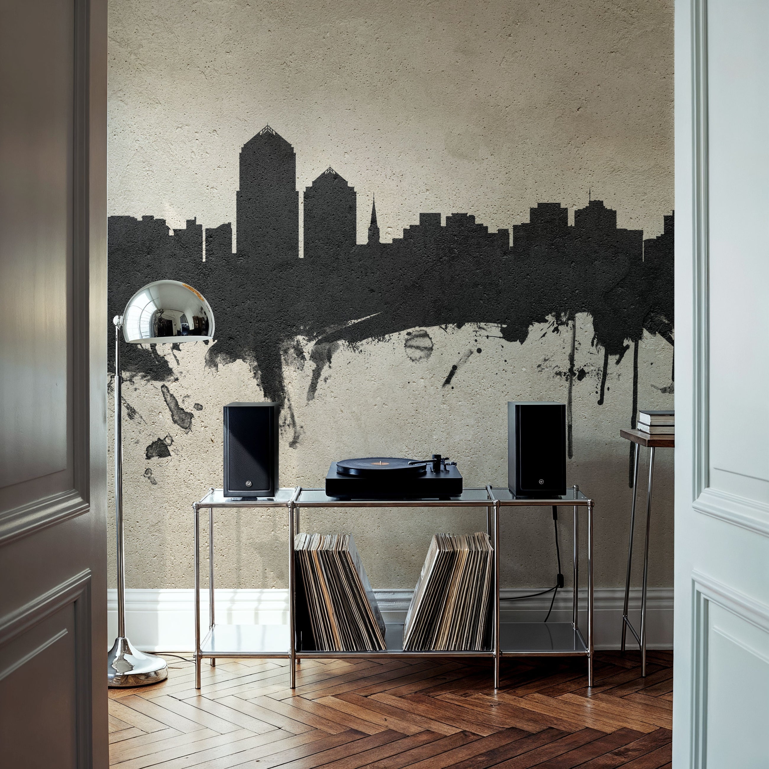 Albuquerque New Mexico Skyline Concrete Mural Wallpaper