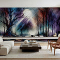 Mystical Moonlit Forest Scene Mural Wallpaper - room preview 06