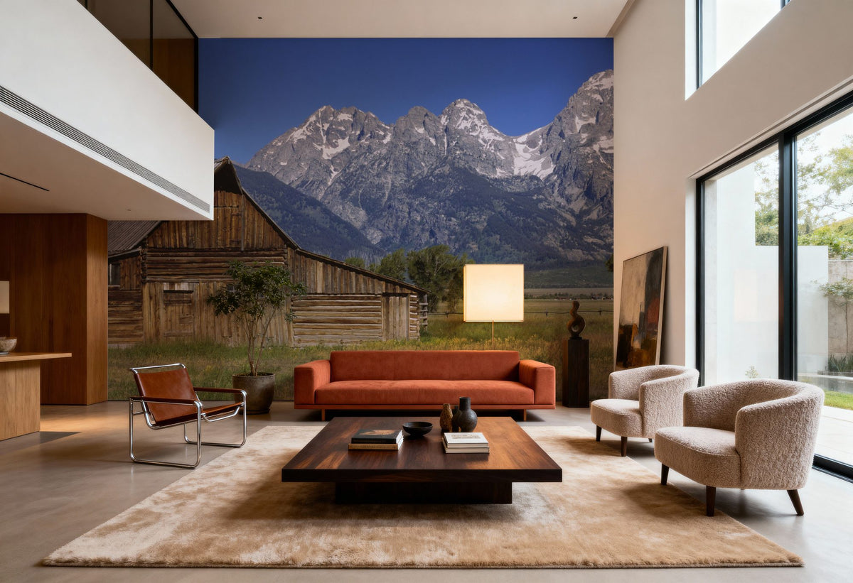 Mountain Homestead Blue Mural Wallpaper - room preview 06
