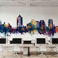Roanoke Virginia Skyline Blue & Bronze Mural Wallpaper - room preview 06