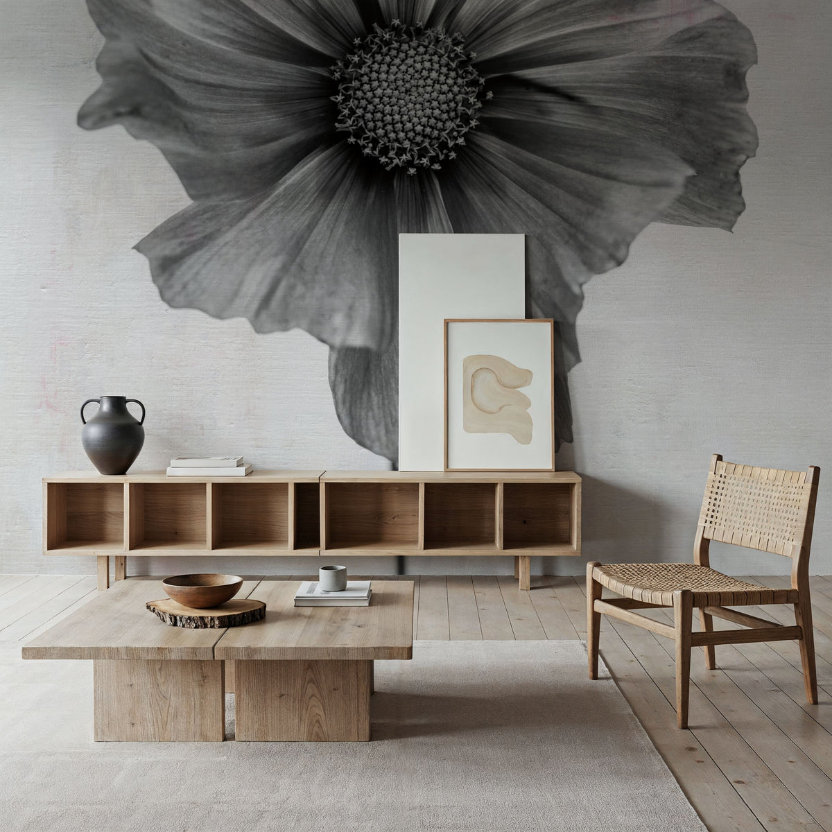 Wonderful Wildflowers II Neutral Mural Wallpaper - room preview 06