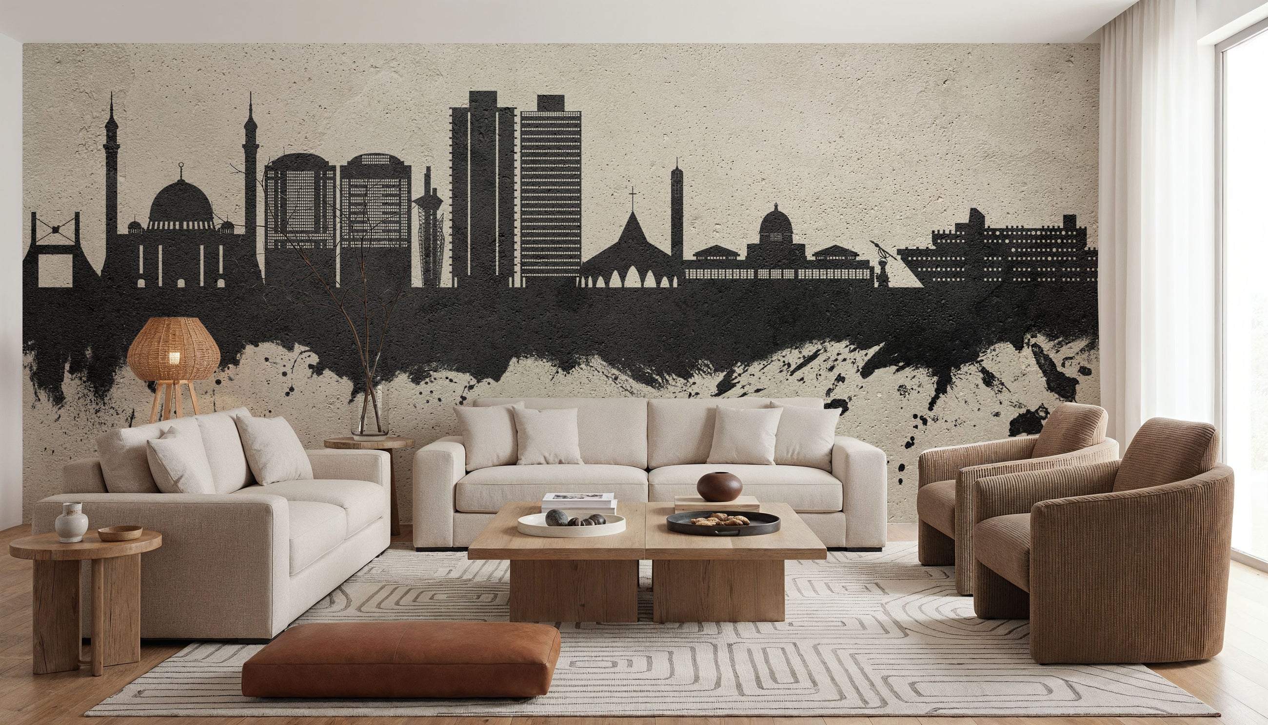 Abuja Nigeria Skyline Concrete Mural Wallpaper