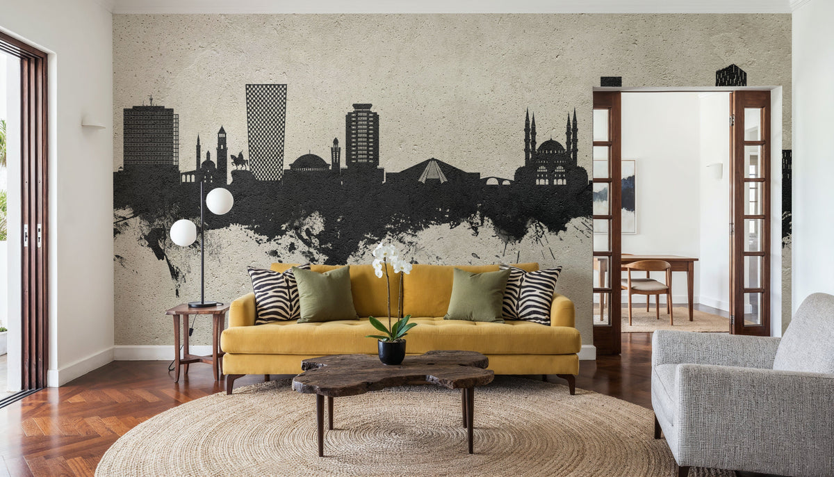 Tirana Skyline Concrete Mural Wallpaper - room preview 06