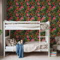 Happy Flowers, Pine Green Mural Wallpaper - room preview 06