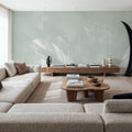 Solid Feather Geometry Green Mural Wallpaper - room preview 06