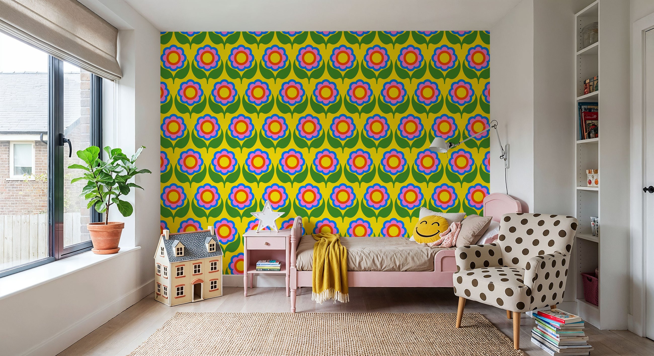 70's Fun Flowers, Pop Mural Wallpaper