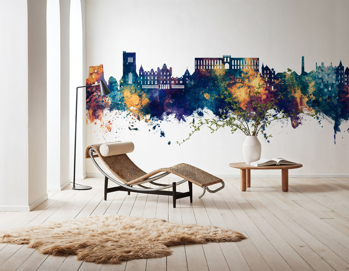 Oban Scotland Skyline Blue & Bronze Mural Wallpaper - room preview 06