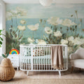Field of Poppies Bright Cream Crop Mural Wallpaper - room preview 06