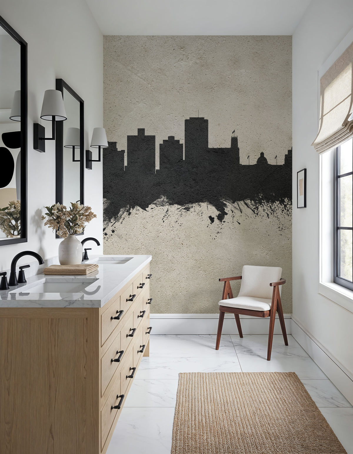 Jackson Mississippi Skyline Concrete Mural Wallpaper - room preview 06
